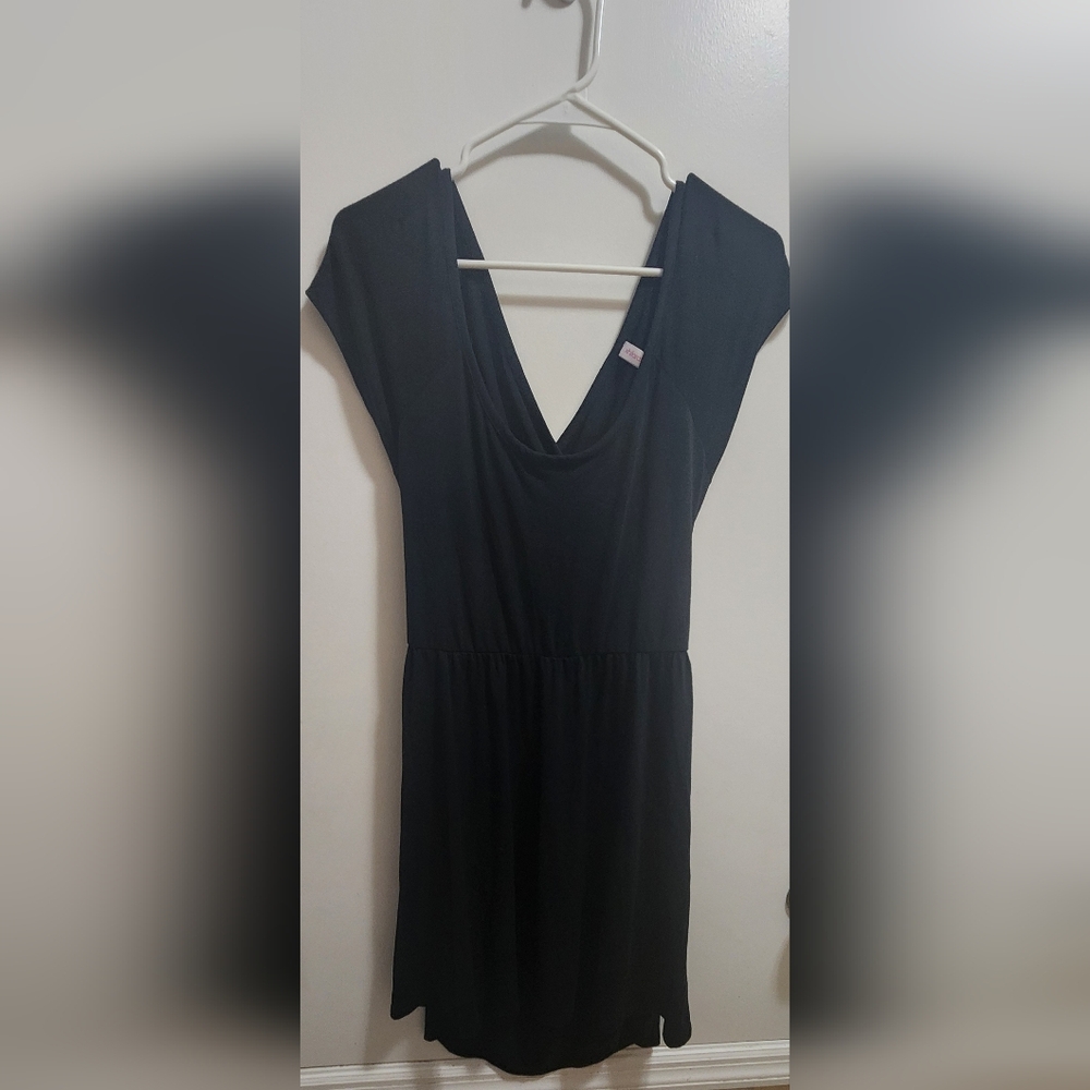 Xhilaration Black Deep V Neck Open Back Dress XL